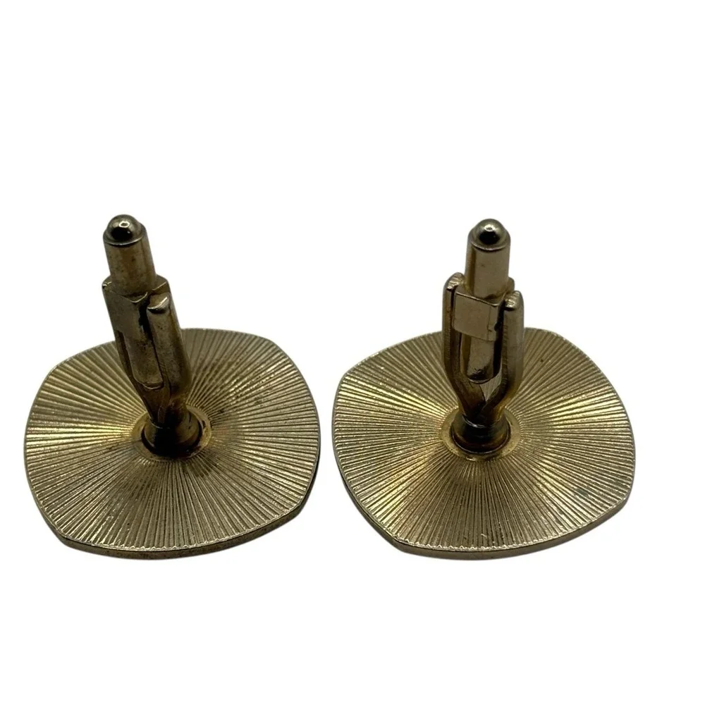 Western Man on Donkey Jackass Bullet Back Cufflinks Teal Green Gold Tone Vintage